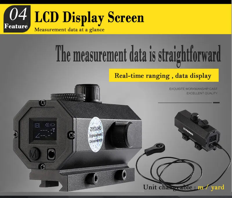 MINI8 Plug-in 1200m Ranging Device Laser Rangefinder Sport Hunting Scope Red Dot Assist OLED Screen Distance/Speed Measurement