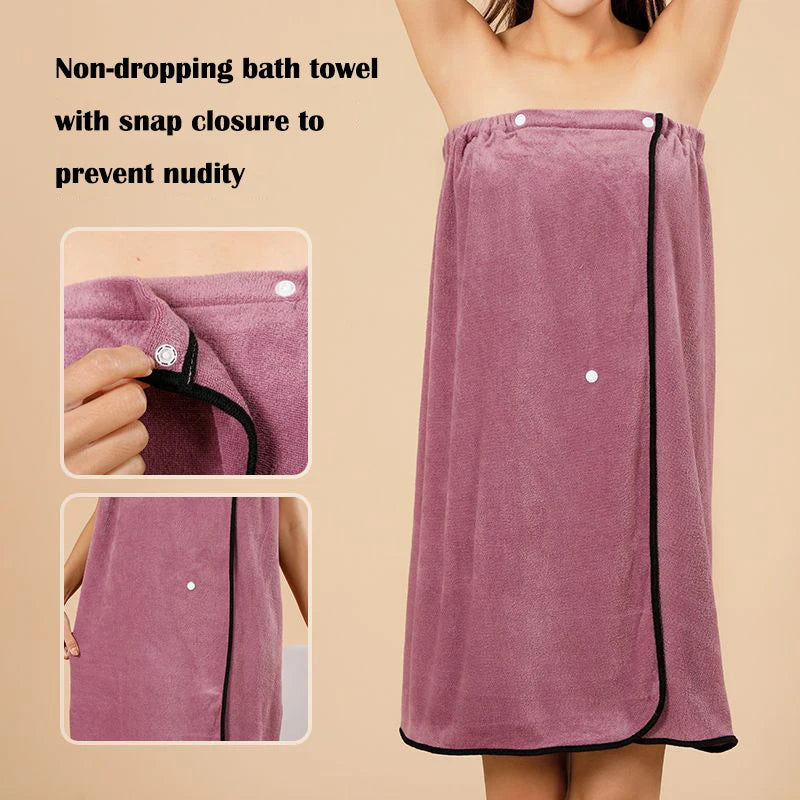 Cotton Bath Towel Wrap Bathrobe Thickened Soft Absorbent Quick Dry Velvet Wearable Plus Towel Hotel Bathing Sleepwear