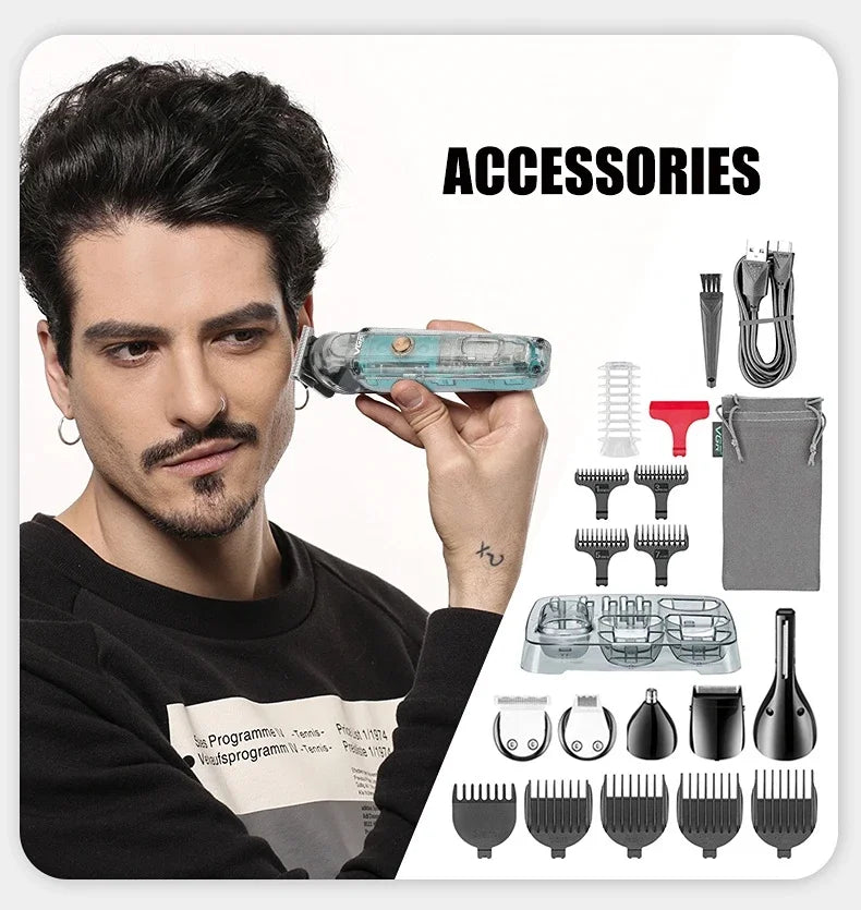 VGR Hair Trimmer Electric Barber Hair Cutting Machine Cordless Hair Clipper Beard Shaver Multifunctional Trimmer for Men V-102