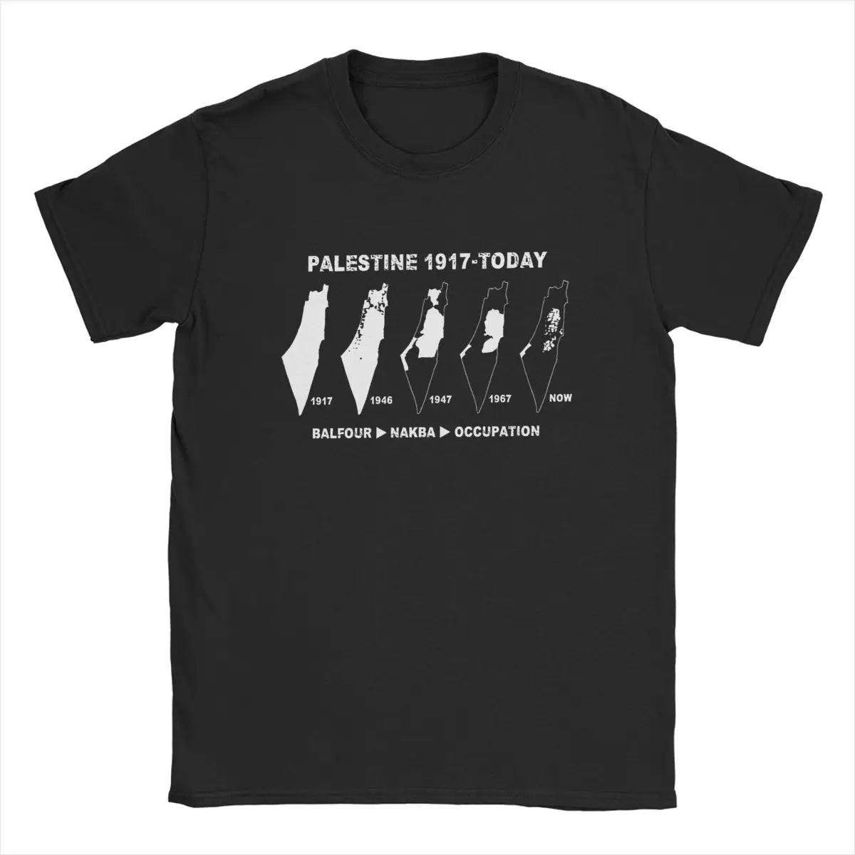 Palestine Map Land Since 1917 Men's T Shirts Palestinian Vintage Tees Short Sleeve O Neck T-Shirt 100% Cotton Gift Idea Clothing