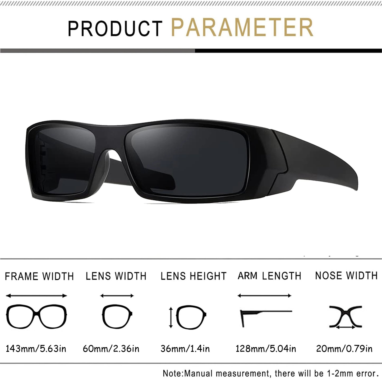 Polarized Sunglasses for Men Womens Sports Men's Sunglasses Trendy Retro Rectangular Wrap Around Vintage UV400 Eye Protection