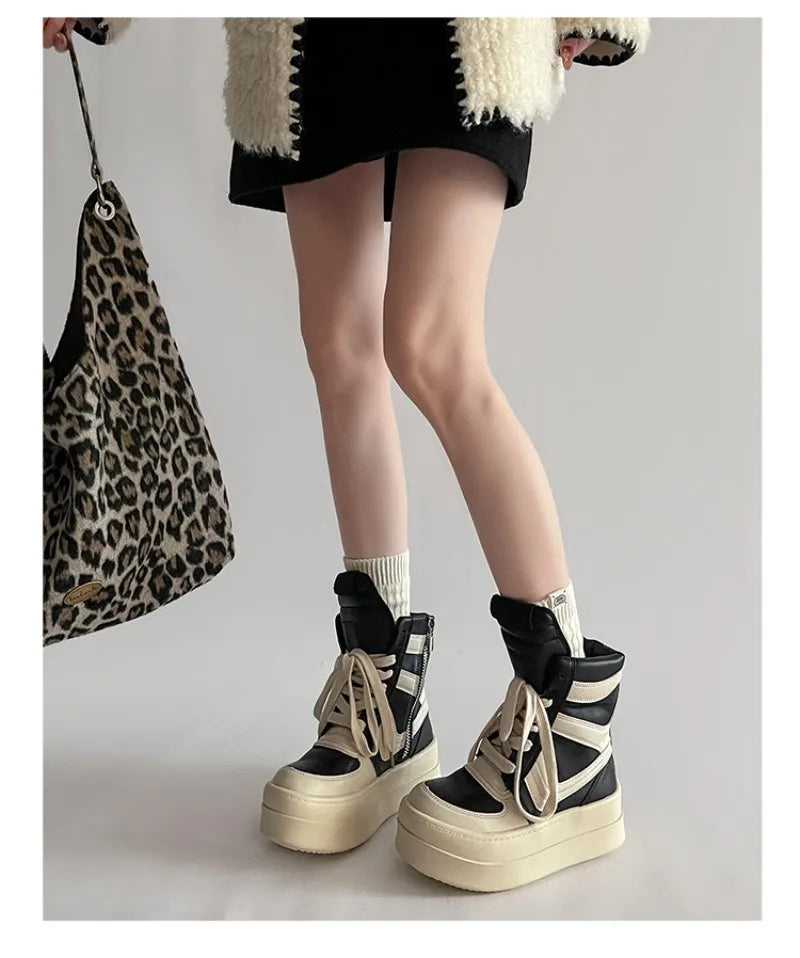 Shoes for Women Women's Ankle Boots Trendy Retro High-top Women's Shoes Fashion Casual Chunky Platform Luxury Designer Sneakers