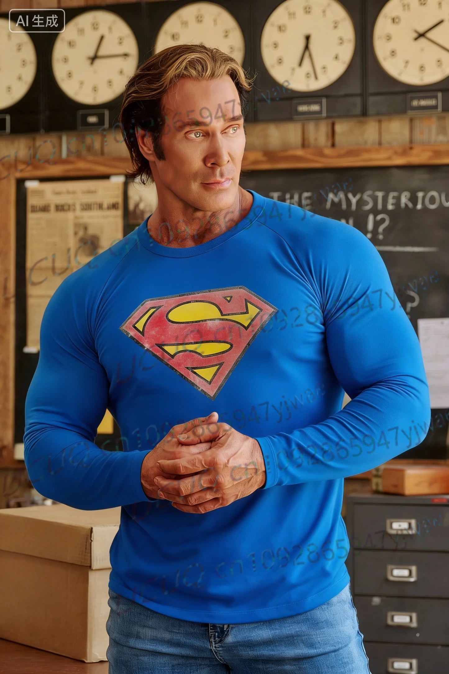 SUPERMAN Limited Edition Men's Fitness Jersey Gym Running Sport Bodybuilding Clothing Male Casual Long Sleeve AbsorbSweat Tshirt