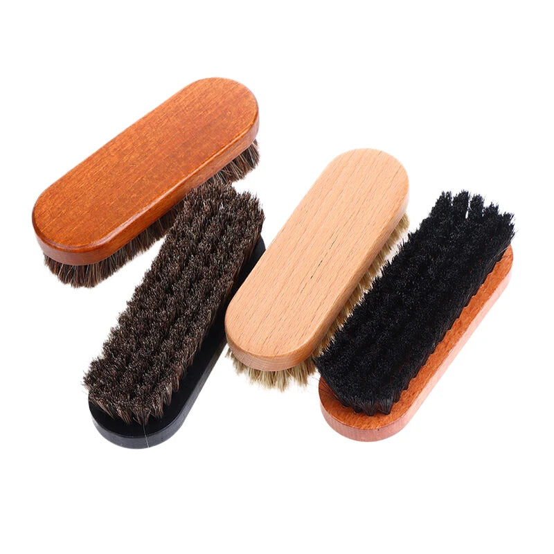1PC Horse Hair Wood Shoe Brush for Leather Care, Dashboard Detailing and Polishing
