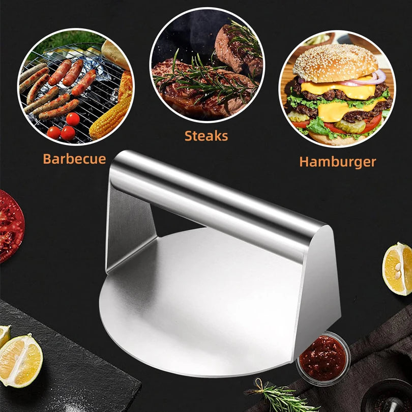 Household Stainless Steel 304 Burger Press, Square and Round Meat Presser, Manual Meat Pressing Tool, Burger Patty Press Plate