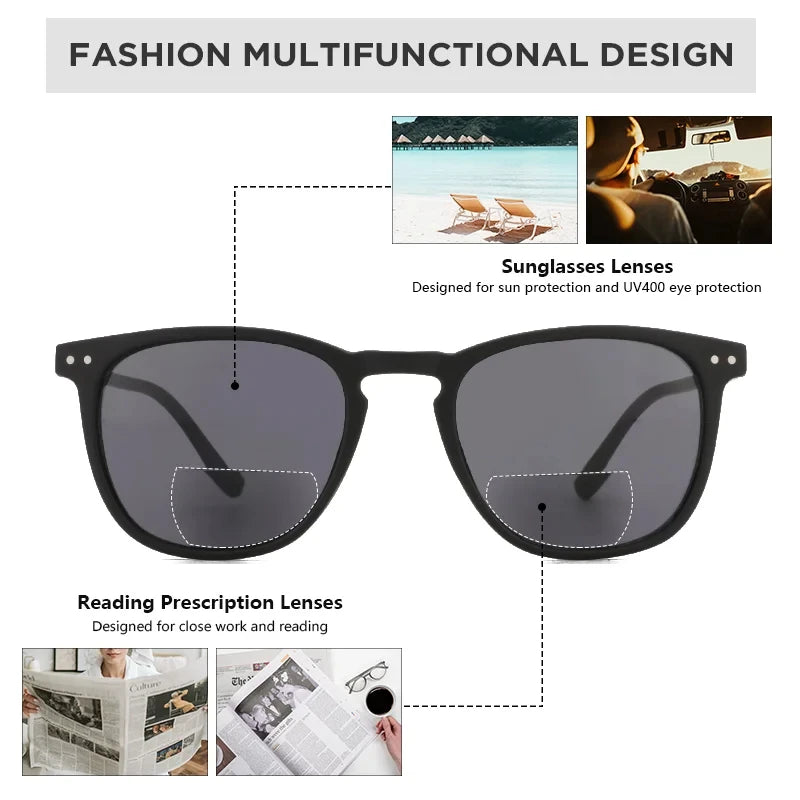 ZENOTTIC Classic Square Prescription Sunglasses Retro Progressive Sun Glasses For Men Women UV400 Protection Shades