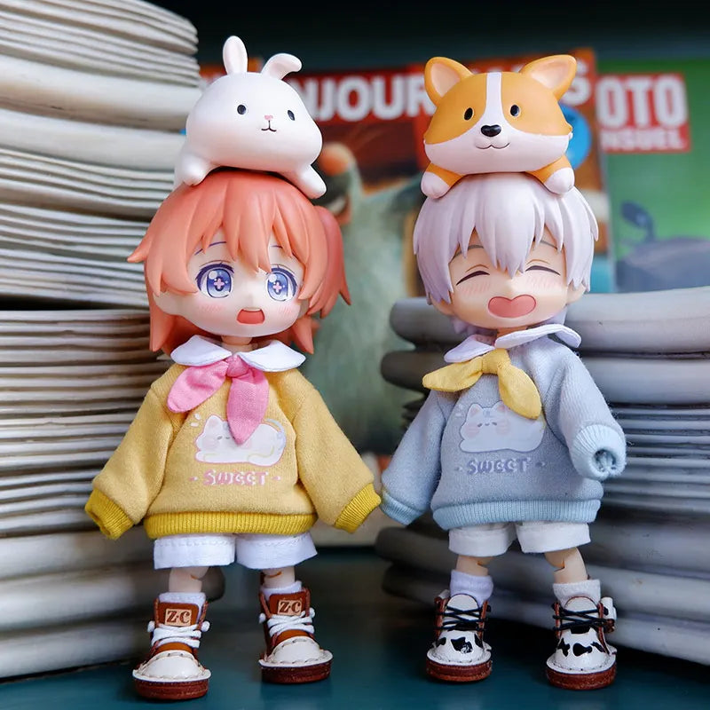 Ob11 Doll Clothes Cute Cat Coats Dolls Hoodies Sweatshirts With Cat Pattern For Obitsu11, Molly, Gsc Body, Ymy, 1/12bjd Doll