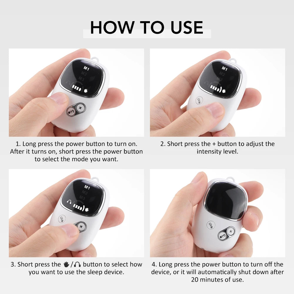 Handheld CES Sleep Aid Device Ear Clip Insomnia Anxiety Pressure Relief Health Improve Sleep Palm Pulse Massager Smart Sleeper
