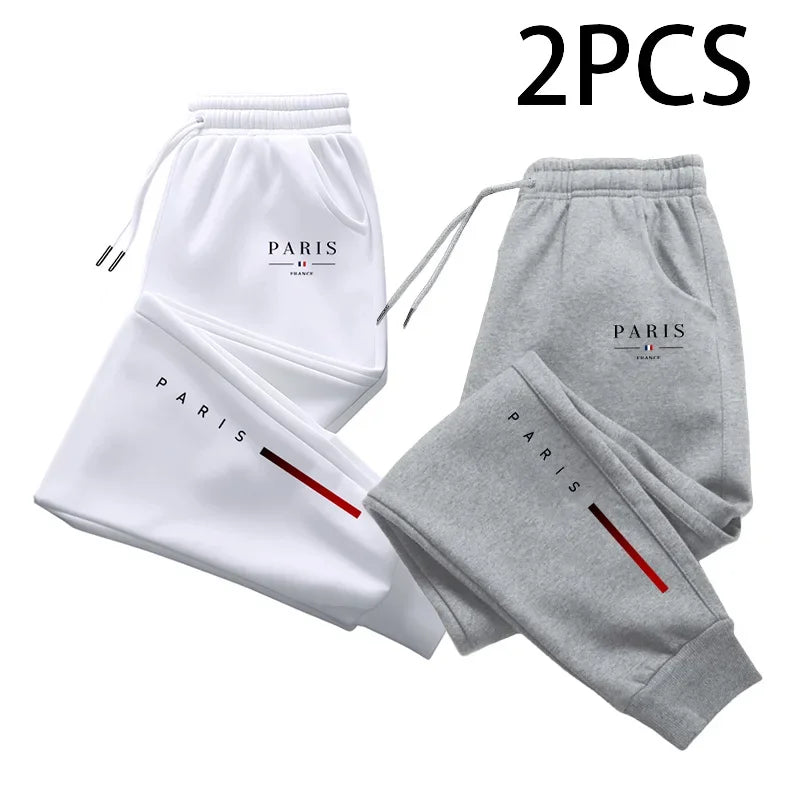 2 in 1 Sweatpants for Man Fall Winter Daily Casual Sporty Jogger Pants Paris Fashion Print Trousers Home Outdoor Comfort Bottom