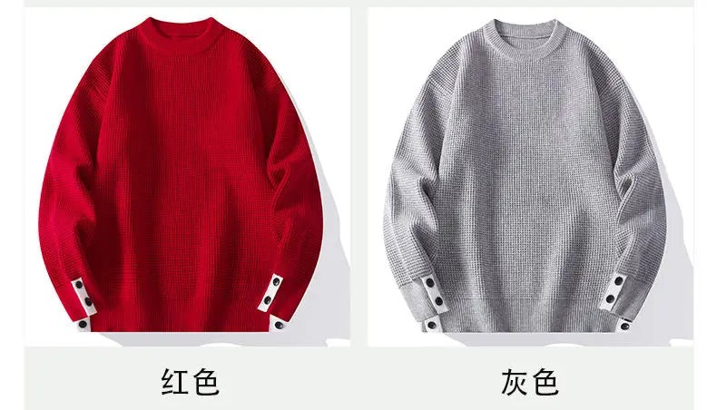 Fashion Blended Sweater 2025 Autumn/Winter Warm Wool Knitted Hoodies Cuff Button Design Casual Tops