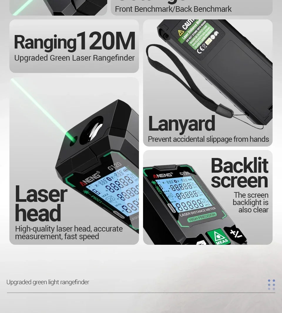 Laser Distance Meter ANENG Laser Tape Measure 40M/70M/100M/120M Laser Rangefinder Electronic Ruler Useful Measurement  Test Tool