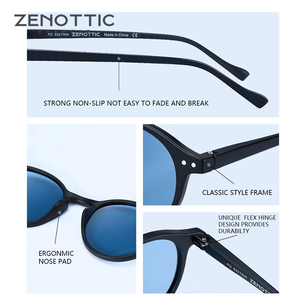 ZENOTTIC Retro Polarized Sunglasses 2023 2024 Men Women Vintage Small Round Frame Sun Glasses Polarized Lens UV400 Goggles Shade