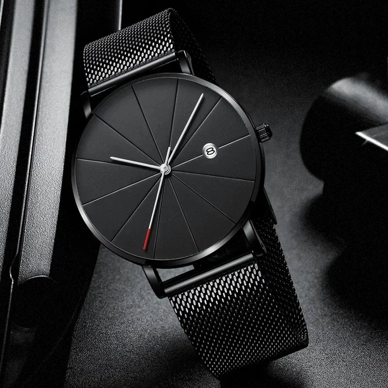 Ultra-Thin Men's Quartz Watch | Stainless Steel Mesh Minimalist Business Watch