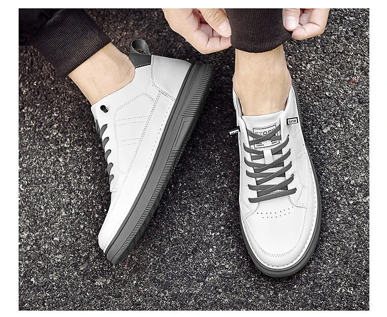 Spring Autumn Men's Inner Heightening Shoes Leather Sports Casual Shoes Invisible Height Increasing Shoes Men Sport Elevator 8CM