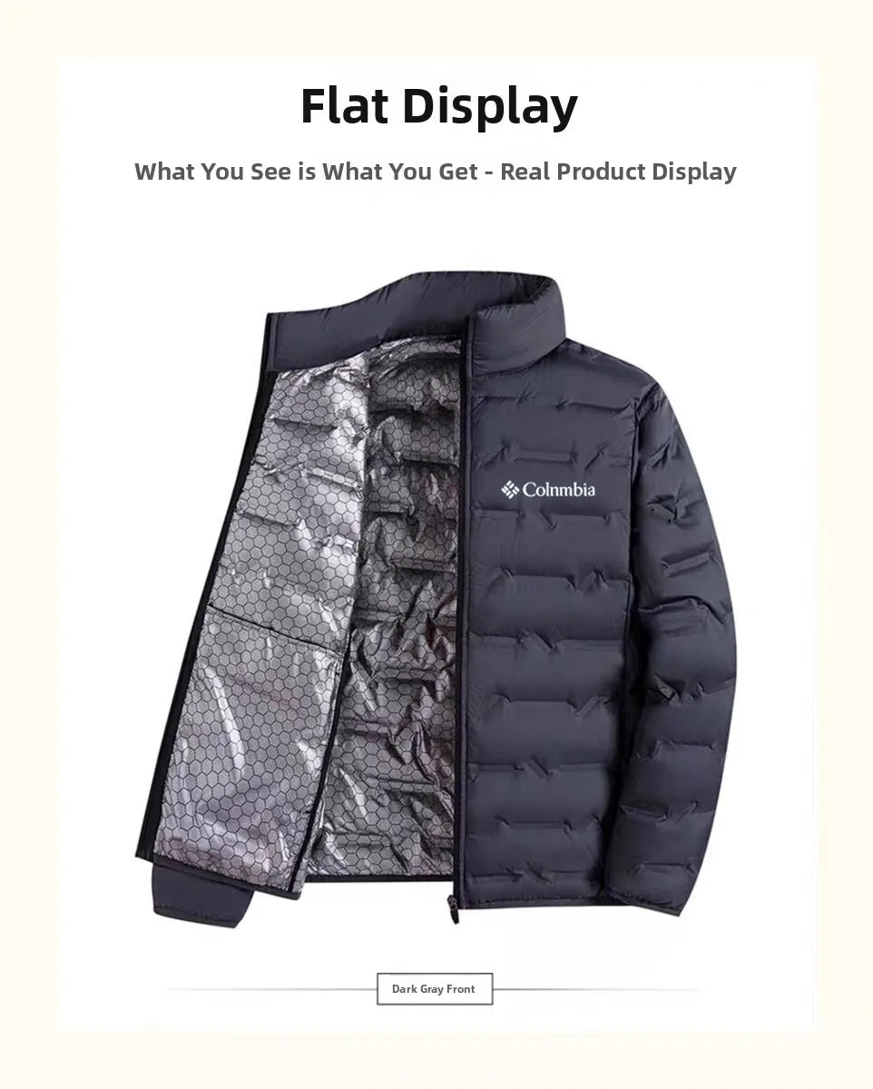 Men's Lightweight Padded Jacket Graphene White Duck down Thickened Warm Cold Resistant Casual Outerwear Outdoor Sports Coat