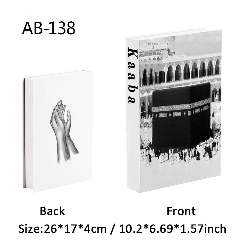 Islamic Kaaba Eid Mosque Luxury Decorative Books Storage Box Fake Book Interior Decoration Coffee Table Ornament Bedroom Decor