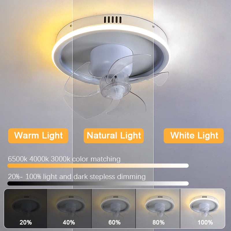 LED Ceiling Fan Lamp RGB Stepless Dimming Remote Interior Lighting Fixture Bedroom Living Home Decor Ceiling Fan With Light