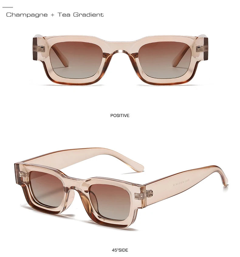 SO&EI Ins Popular Fashion Small Square Polarized Sunglasses Women Retro Punk Shades UV400 Men Trending Sun Glasses