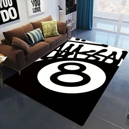 Carpet Simple Black 8 Area Rugs Bedroom Carpet Bearbrick Billiards Black 8 Pool Table Mat Dirt Resistant Carpet Floor Mat