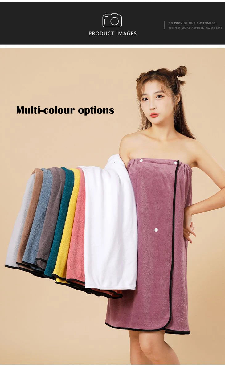 Cotton Bath Towel Wrap Bathrobe Thickened Soft Absorbent Quick Dry Velvet Wearable Plus Towel Hotel Bathing Sleepwear