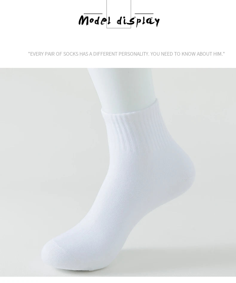 5/8 Pairs of MEN'S AND WOMEN'S Black Cotton Business Mid Length Soft and Warm Autumn/winter Solid Color Casual Socks