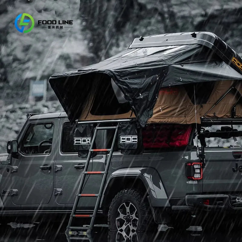 Customized Hard Roof Top Tent 4 Person Hard Shell Side Fold Waterproof Rooftop Camping Tent With 6cm Memory Foam Mattress
