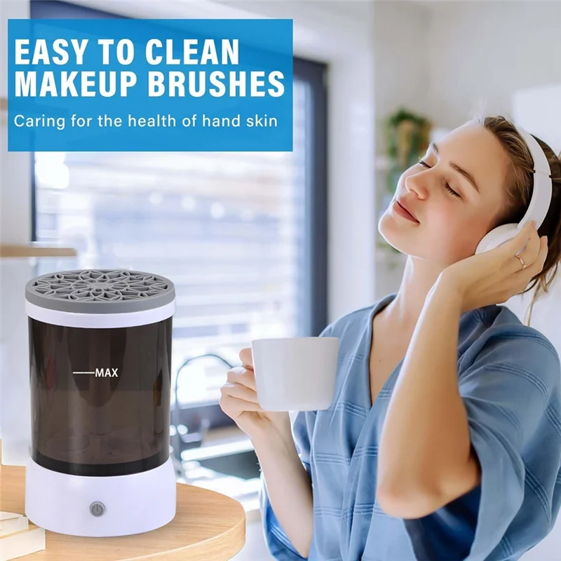 AA20-Makeup Brush Cleaner Electric Makeup Brush Cleaner Machine+Makeup Brush Cleaner Mat For All Size Makeup Brush Tools Durable