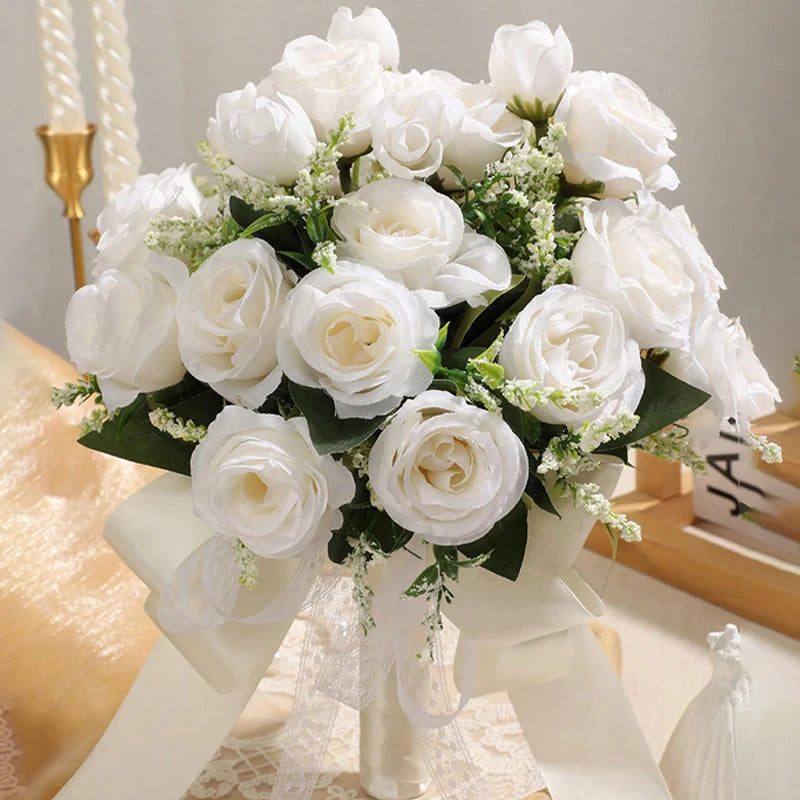 1PC Wedding Bouquet for Bride Wheat Ear and Green Leaf Wedding Bouquet Ceremony Anniversary Bridal Shower Wedding Accessories