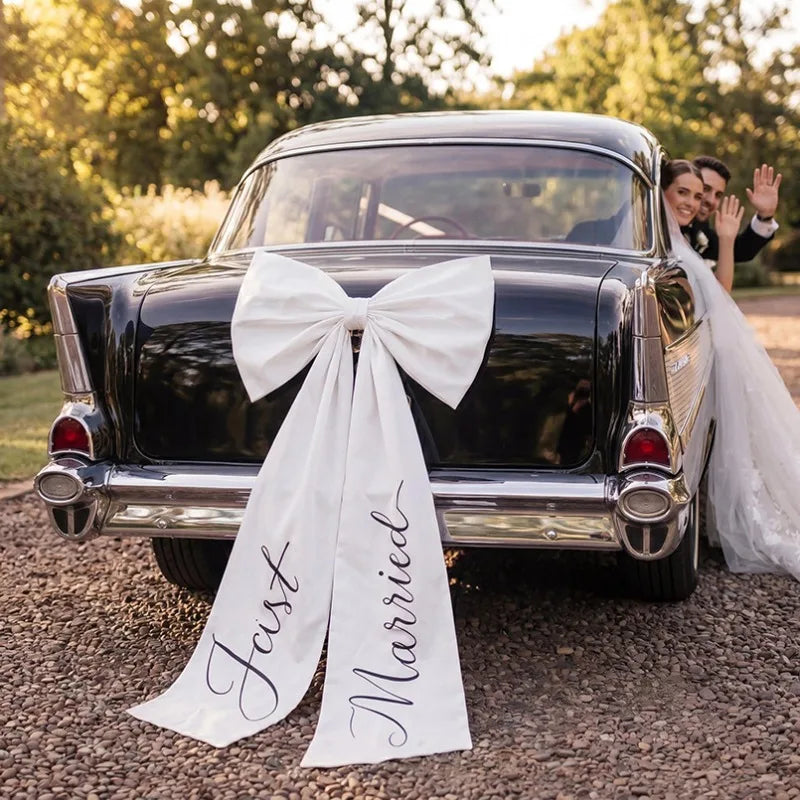 Elegant Large Size Wedding Car Bow Lovely Style Elegant Car Ribbon Bow Wedding Photo Prop Just Married Car Decor Wedding Day