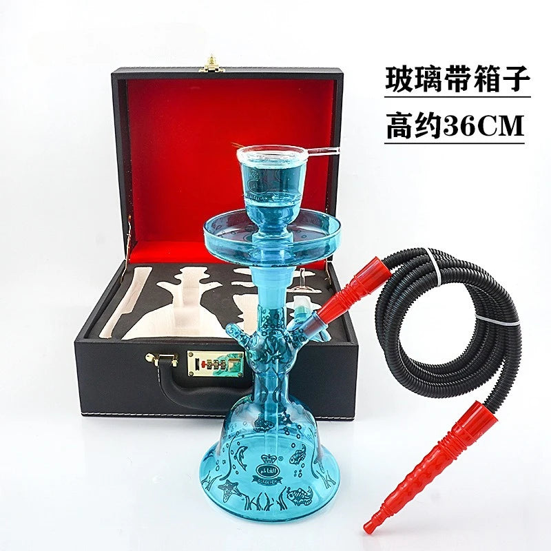 A full set of hookahs, hookahs, with a portable box glass pot shisha single tube