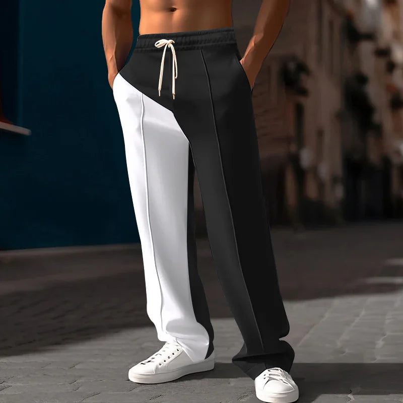 New Men's Luxury Jogging Pants Men's Plus Size Men's Straight Leg Color Blocked Casual Pants Loose and Versatile Elastic Pants