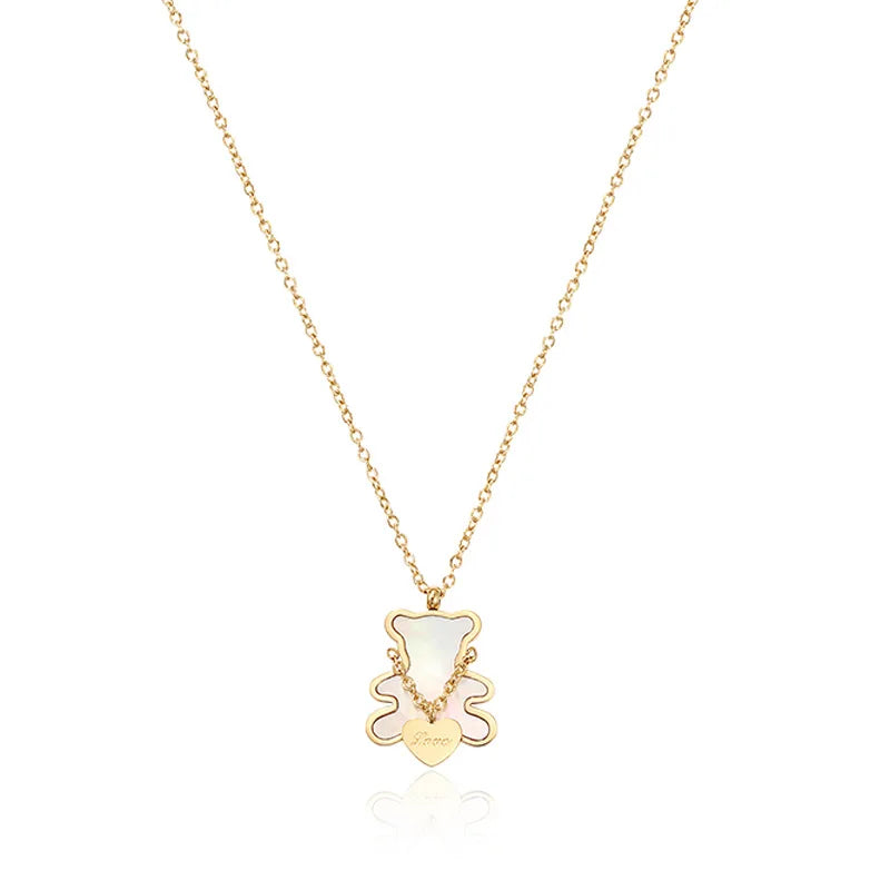 Cute Bear Necklace For Women's Neck Chain Choker Stainless Steel Jewelry Accessories Fashion Jewelry