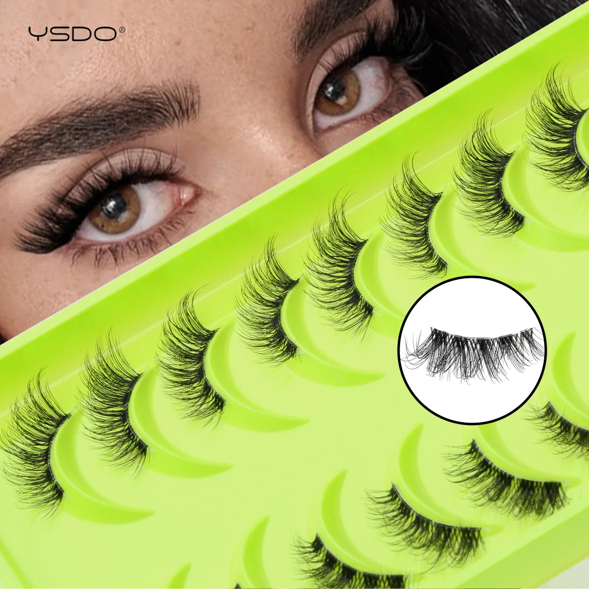 YSDO 3/7/10 Pair Half Eye Lashes Soft Natural Fake Lashes Look Short Wispy Clear Band Fox Eye Lash Faux 3d Mink Eyelashes Makeup