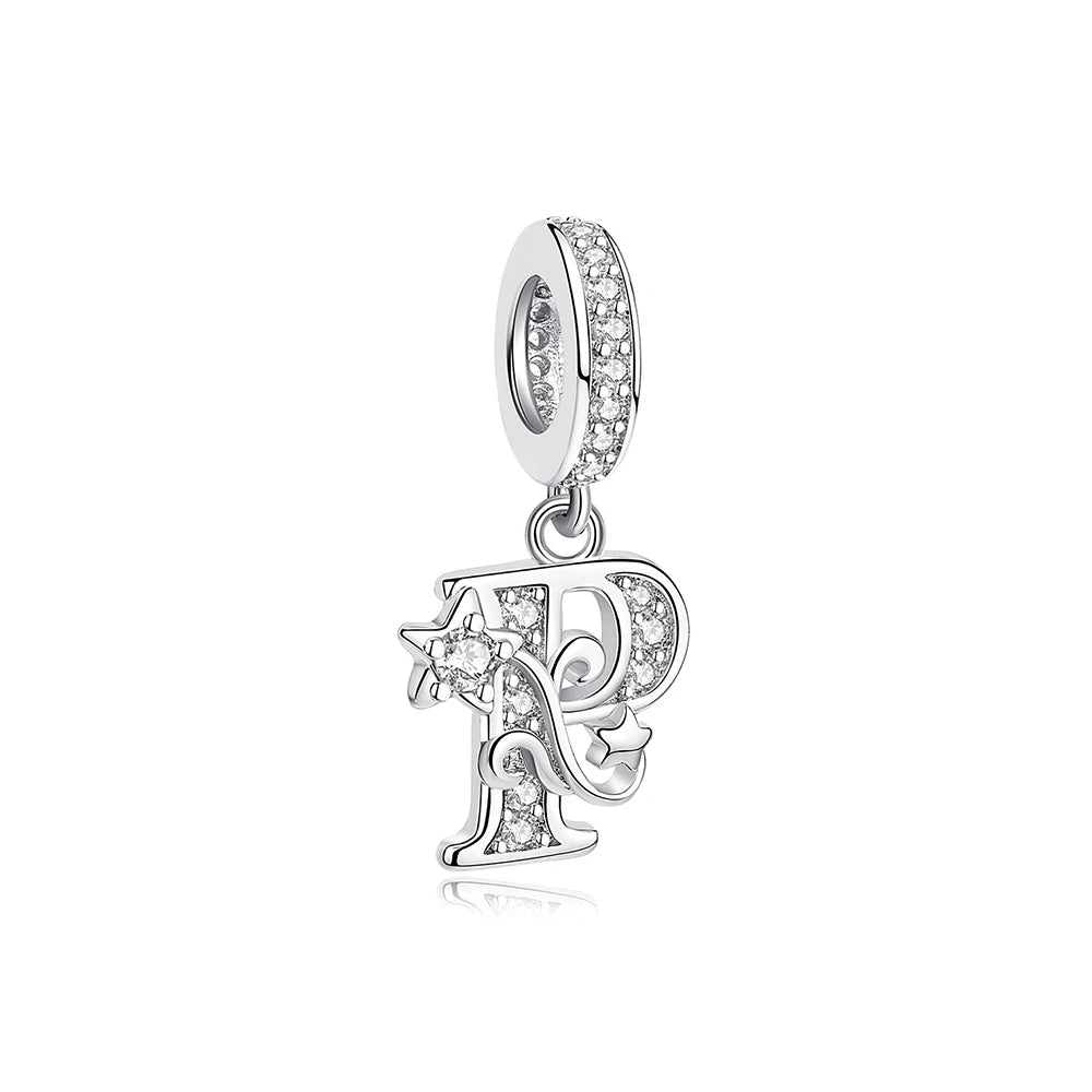 925 Sterling Silver Charms Original Letter Alphabet A-Z Pendant Beads Fit Brand Bracelets Necklaces Diy Jewelry For Women