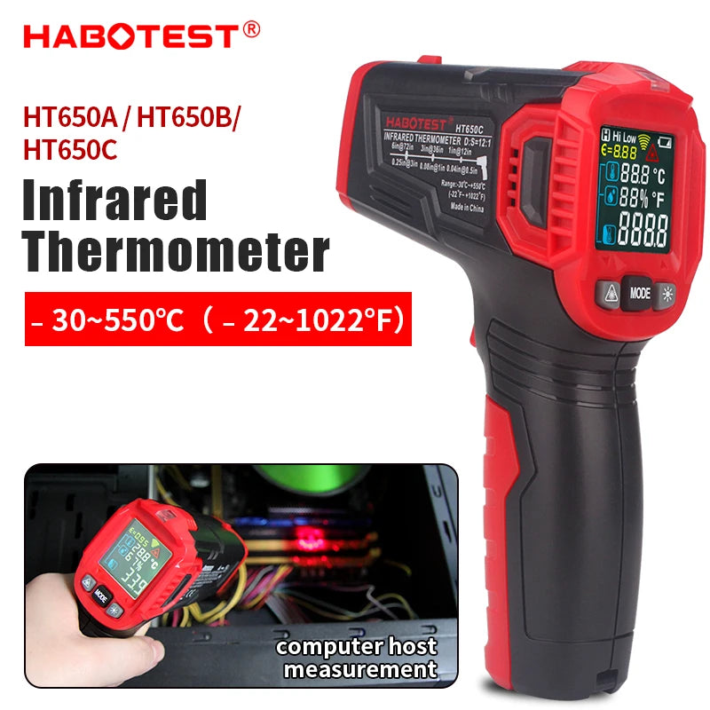 Digital Infrared Thermometer -50~600℃ IR Laser termometro Pyrometer Gun Non-Contact Laser Temperature Meter gauge Tools