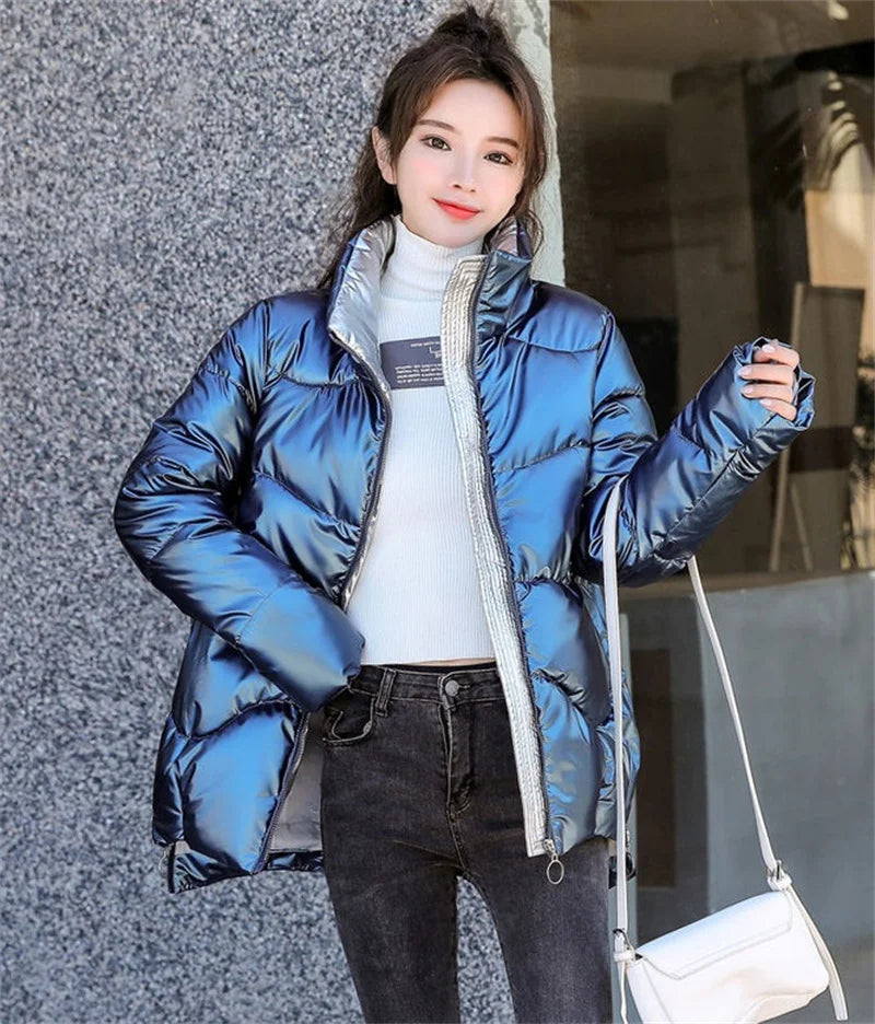 2026 New Winter Jacket Women Parkas Glossy Warm Thicken Coat Female Cotton Padded Parka Waterproof Outwear Loose Snow Jacket