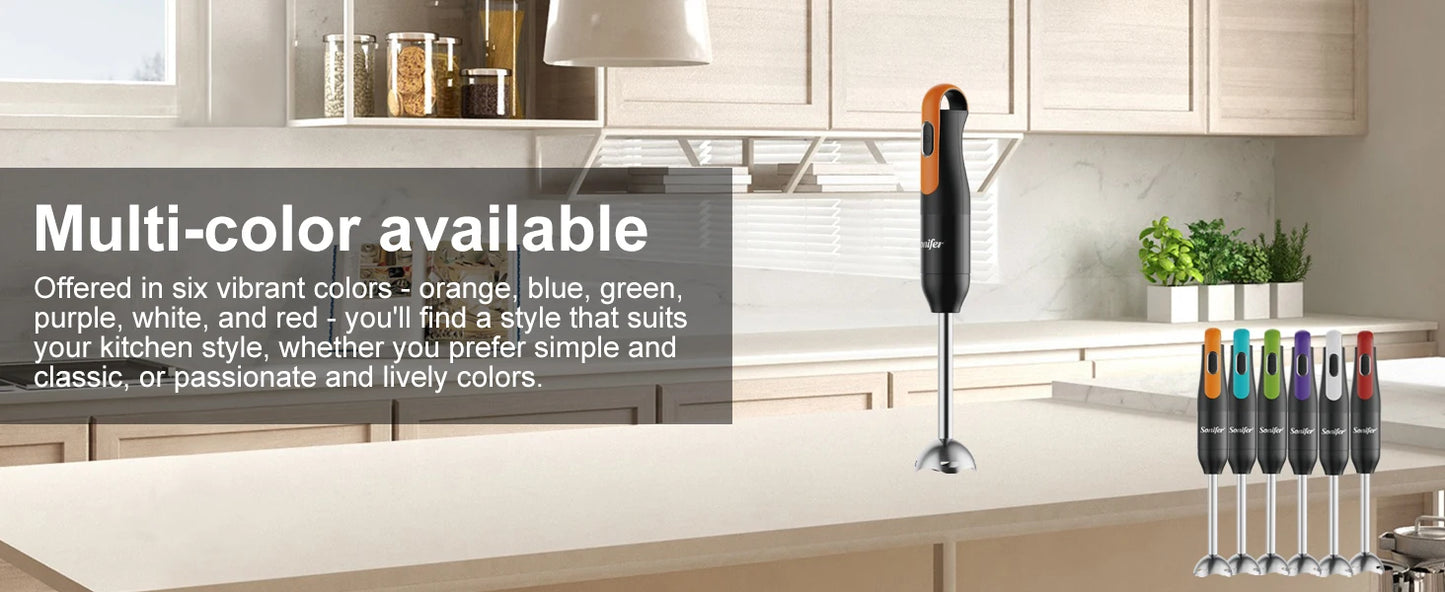 Hand Blender Set with Copper Motor, One-Button Control, 15000RPM Max, Detachable Stainless Steel Shaft & Blade, 300W
