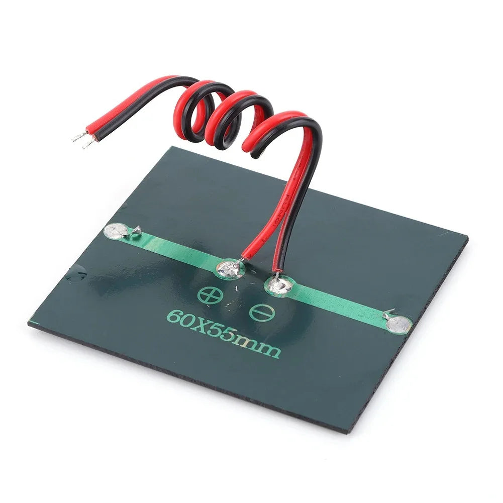 Solar Panel 0.55W 3V Small Sunpower Module Epoxy Solar Cell Polycrystalline Silicon Photovoltaic Plate with 15cm Cable 60*55mm