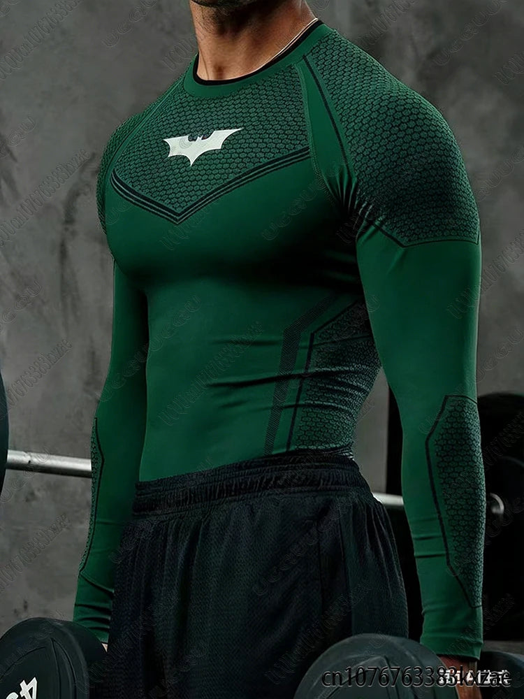 DC Batman Print Men's Sports Running Fitness Top Summer Breathable Quick Drying Long/Short Sleeve Classic Gym Tees Man Tops