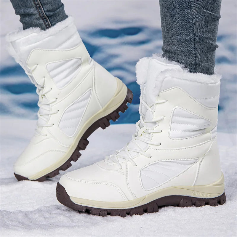 Men's Snow Boots for Men Casual Winter Shoes Platform Non-slip Warm Fur Ankle Boots Plush Combat Outdoor Hiking Motorcycle Boots