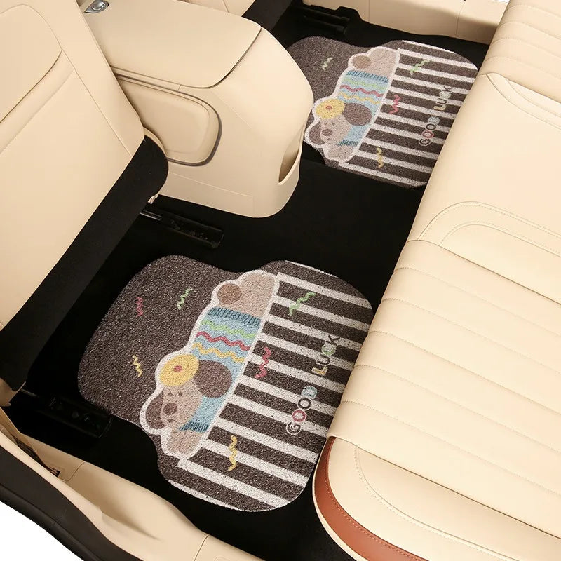 Three-piece Set Car Carpet Cute and Dirt-resistant Floor Mats Anti-dirt Non-slip Wear-resistant Protective Mats for Cars