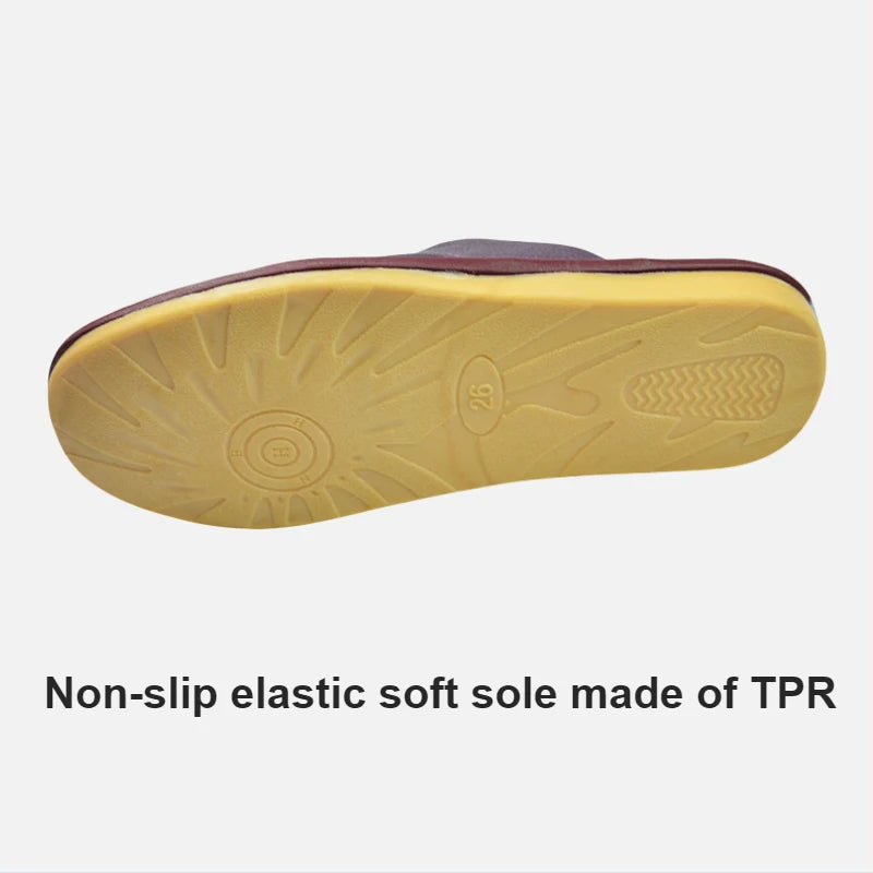 Genuine Cow Leather Slippers Homes in indoor slipper Spring Autumn summer men women elderly non-slip casual single Slides shoes