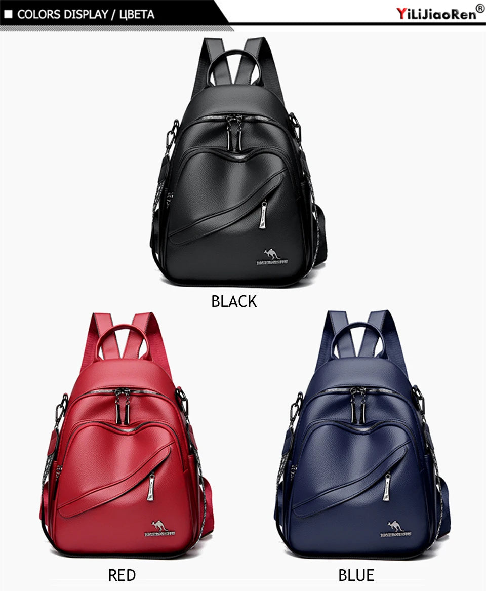 Fashion Backpacks Women Shoulder Bag Simple Rucksack Female Soft Leather Back Pack Ladies Travel Bag Large Capacity School Bags