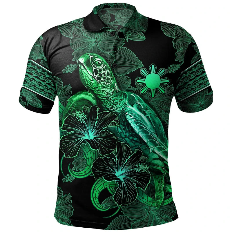 Vintage 3D Philippines Tribal Polynesian Patterns Print Polo Shirt Proud To Be Philippines Graphic Polo Shirts For Men Polo Tops