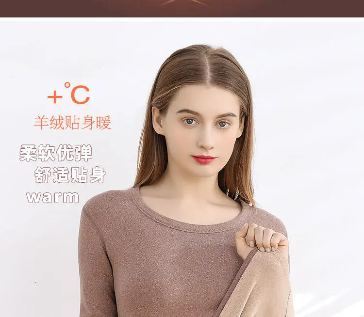 Thermal Underwear For Women Winter Warm thicken lamb fleece high elastic Long Johns bottoming Two Piece Sets Thermos Clothing