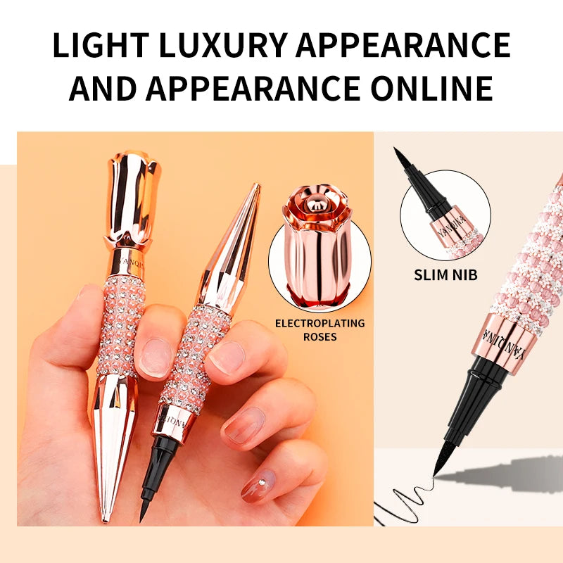 Yanqina Precision Liquid Eyeliner - Long-Lasting, Waterproof, Transfer-Proof, Quick-Drying Black Eyeliner with a Shiny Design