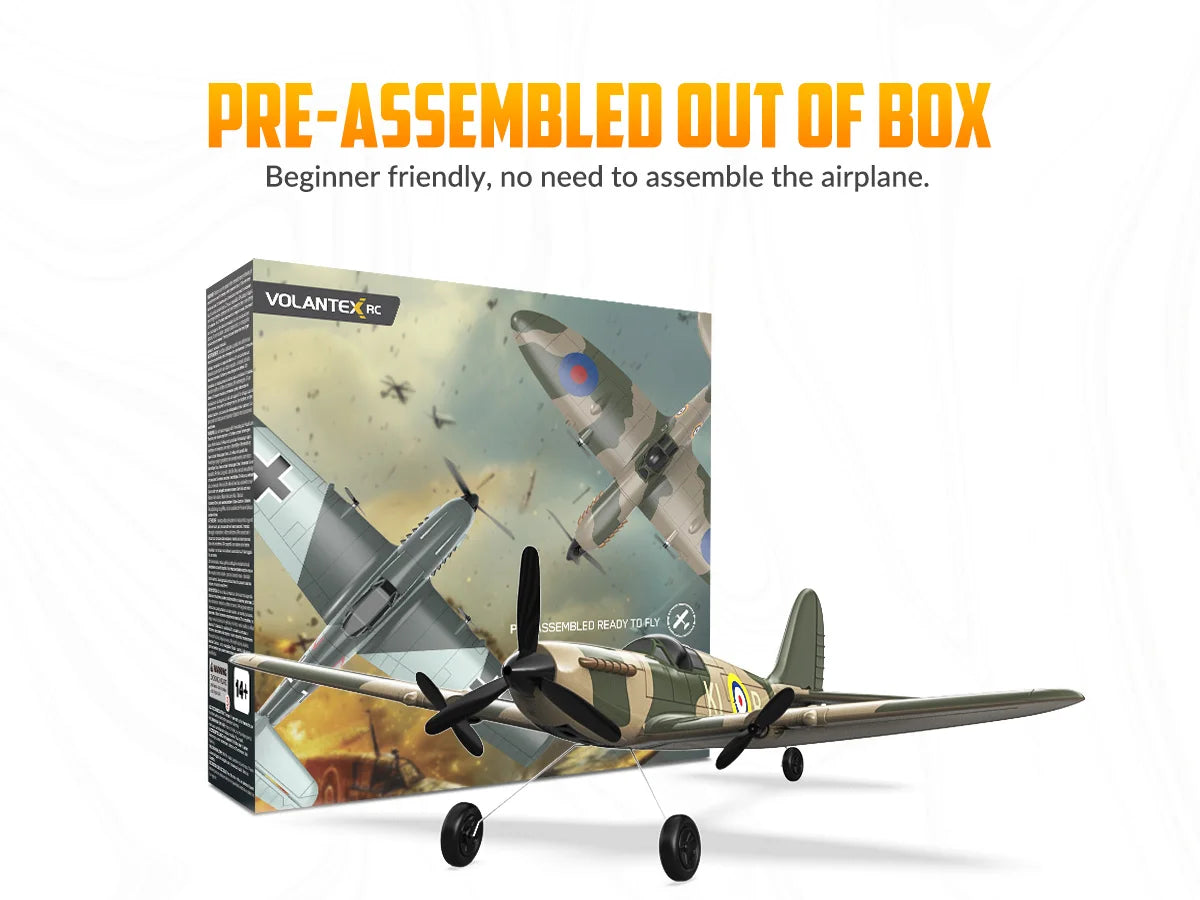 Spitfire RC Plane 2.4G 3CH Gyro Stabilizer Fixed Wing EPP Foam 400MM Wingspan Airplane RTF Fighter for Boys Children