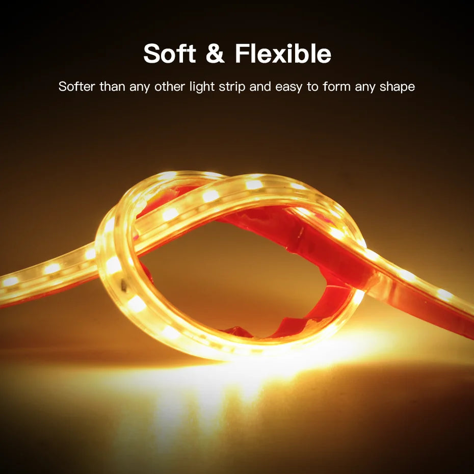 Led Strip Light AC220V 120LEDs/m Flexible Tape IP67 Waterproof with EU AU UK Timing Dimming Switch Plug Self-Adhesive LED Light