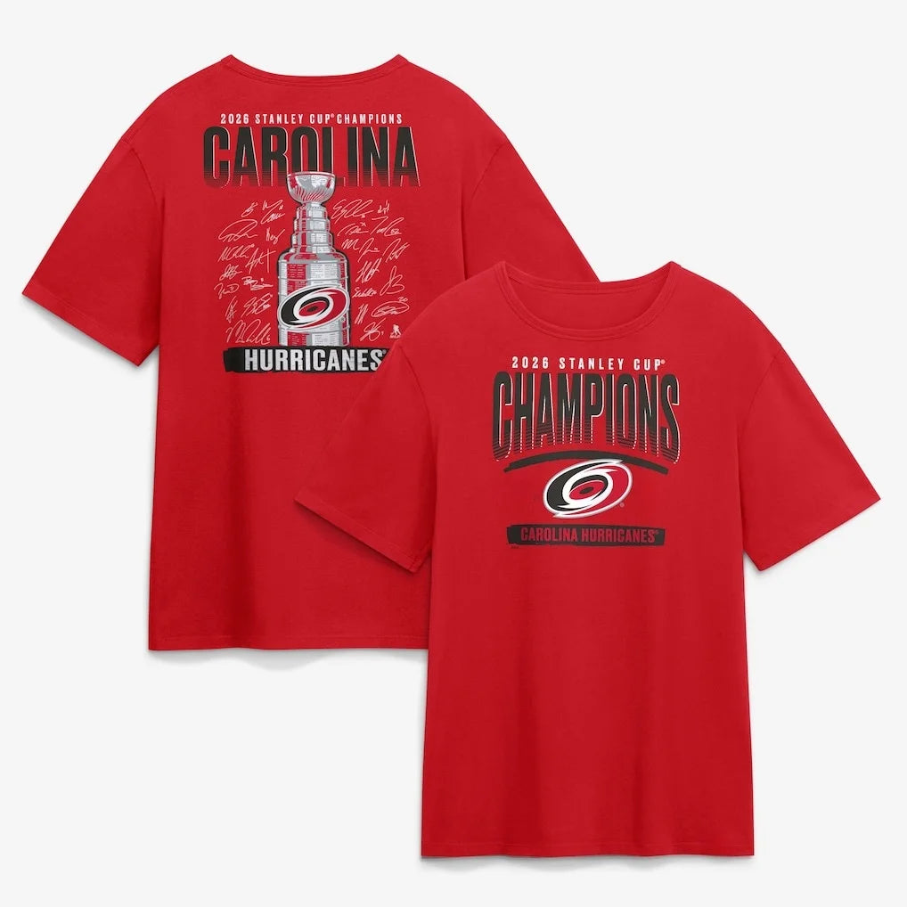 2026 Carolina Hurricanes Ice Hockey Champions T-shirt Men Women Summer Cotton Clothing Round Neck Short Sleeved Shirt Streetwear