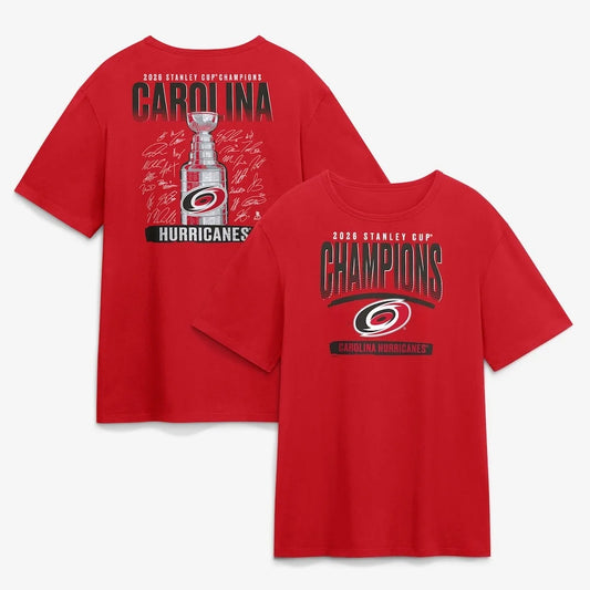 2026 Carolina Hurricanes Ice Hockey Champions T-shirt Men Women Summer Cotton Clothing Round Neck Short Sleeved Shirt Streetwear